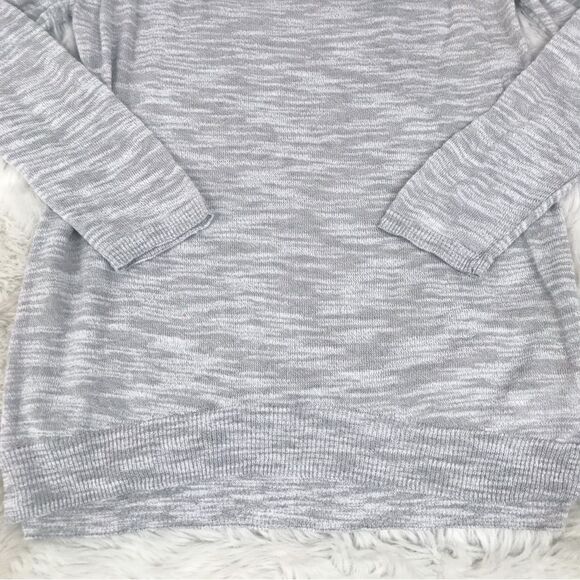 Express Gray Cold Shoulder Ruffle Sweater Top Lightweight 3/4 Sleeve Size XS New - Picture 7 of 10
